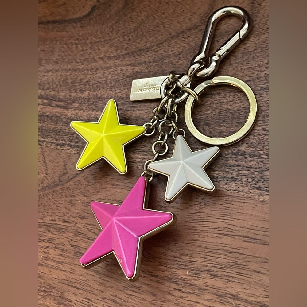 COACH Pink/Yellow/White Acrylic Star Bag Charm